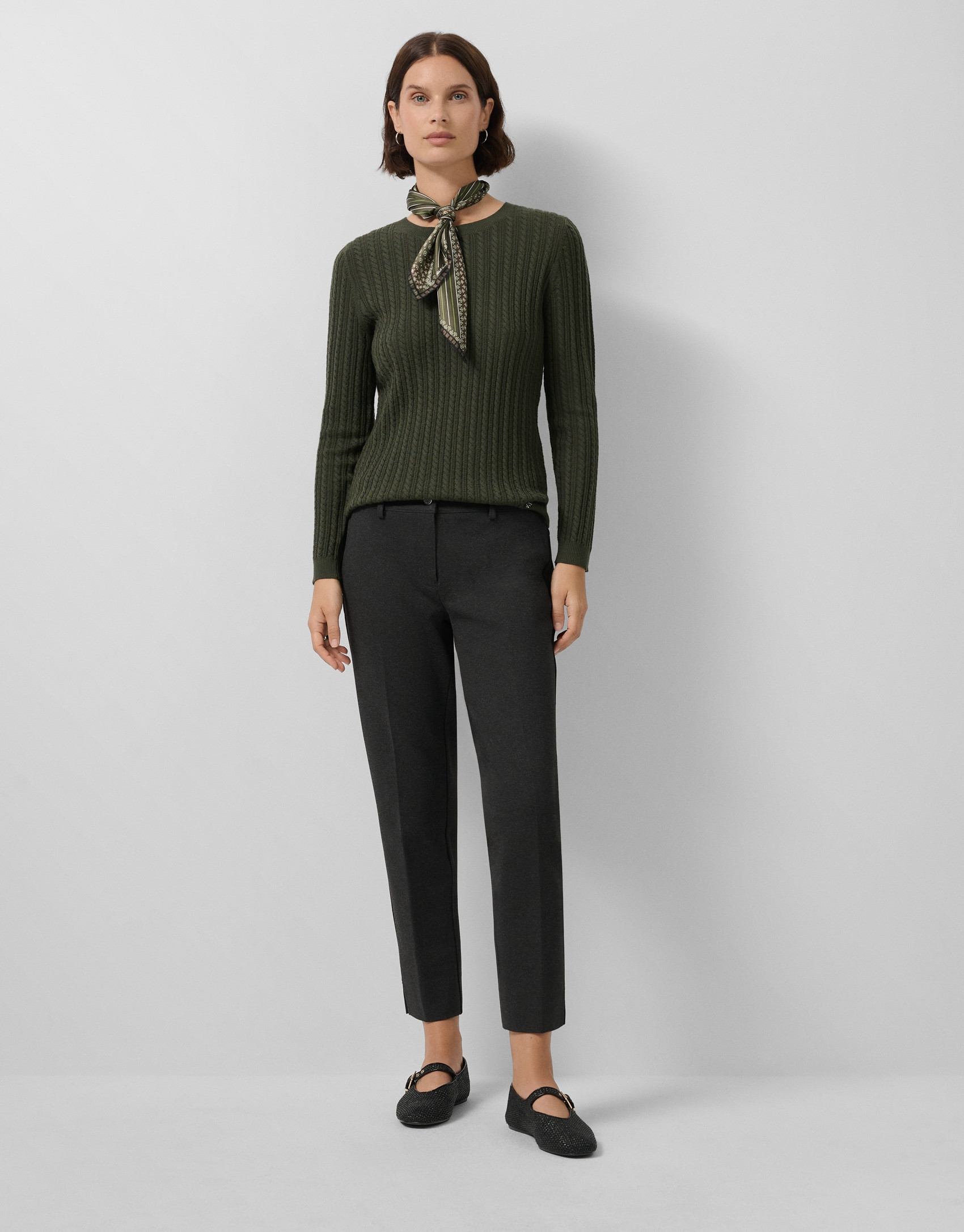Gray stretch knit pants - Woman - AW2025 | Roberto Verino