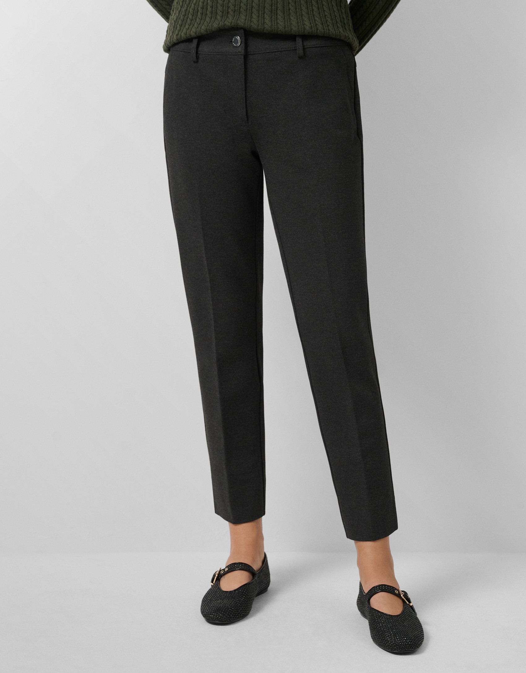 Gray stretch knit pants - Woman - AW2025 | Roberto Verino