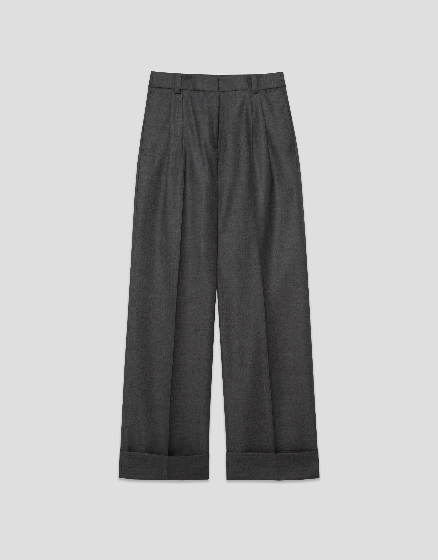 Men's cut pleated trousers in grey wool - Woman | Roberto Verino