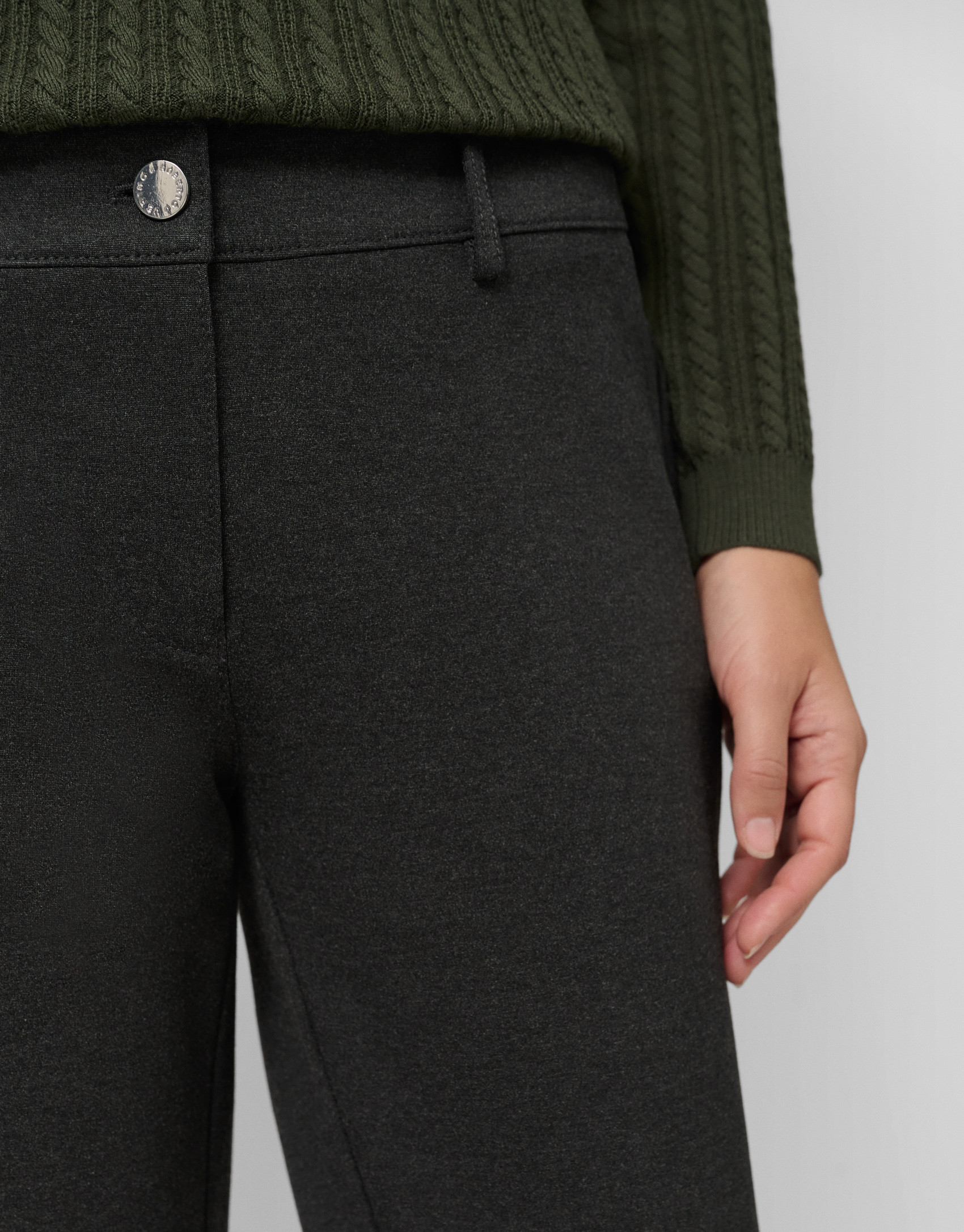 Pantalón punto elástico gris - Mujer - OI2025 | Roberto Verino