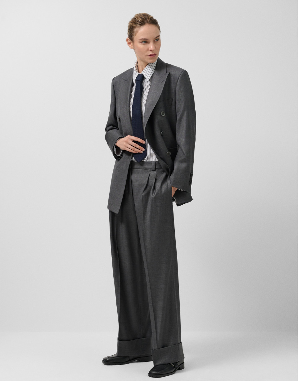 Pantalón pinzas corte masculino lana gris | Roberto Verino