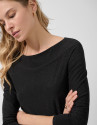 Black knit boat neck t-shirt with silver lurex | Roberto Verino