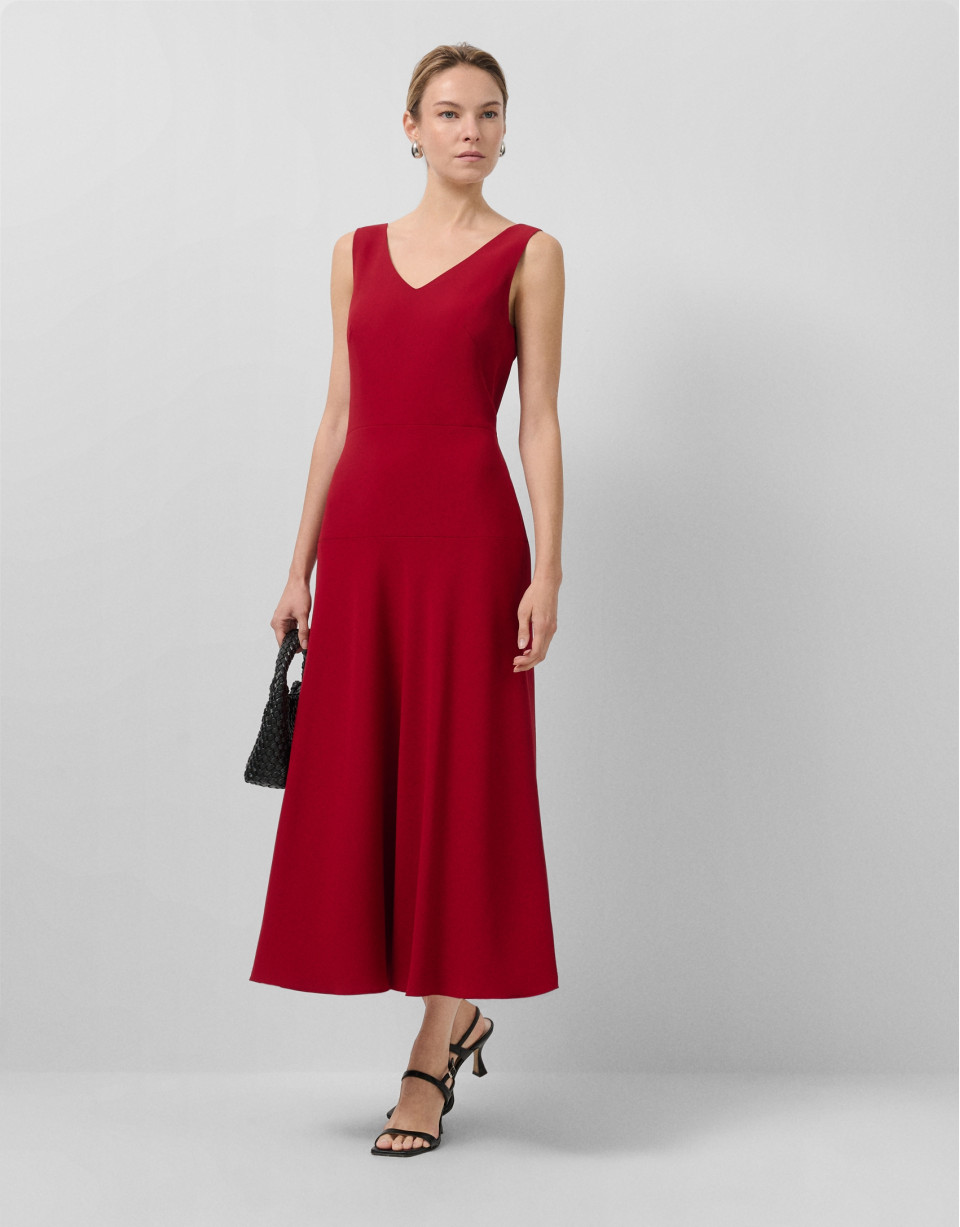 Red crepe halterneck midi dress - Woman | Roberto Verino