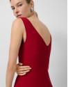 Vestido midi escote halter crepé rojo - Mujer | Roberto Verino