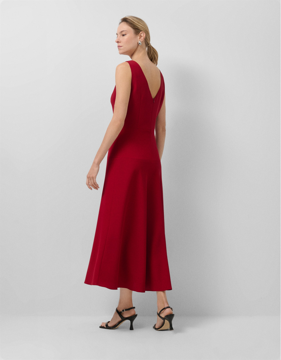 Red crepe halterneck midi dress - Woman | Roberto Verino
