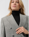 Black and white Welsh plaid double-breasted coat | Roberto Verino