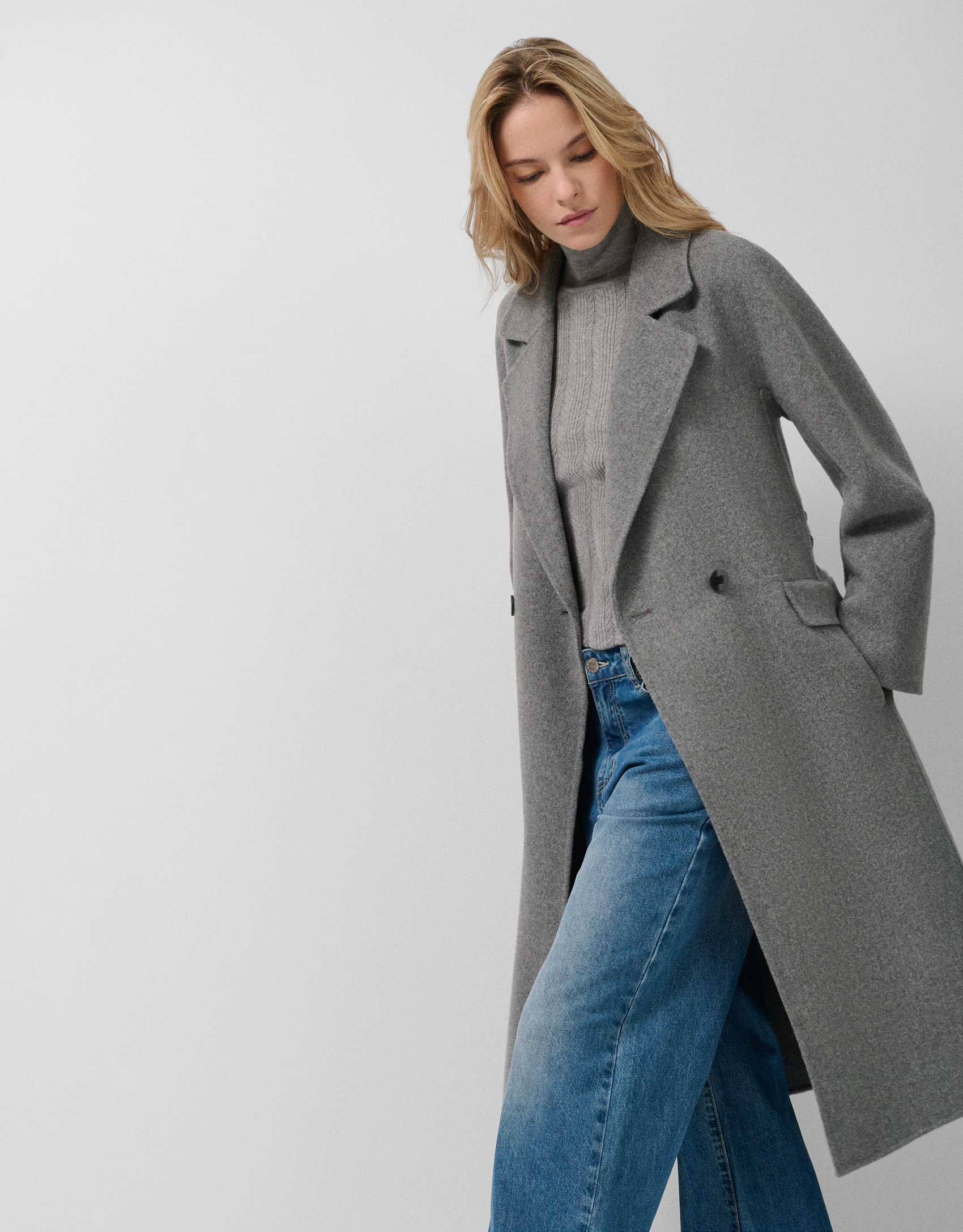 Abrigo largo oversize doble faz gris claro | Roberto Verino