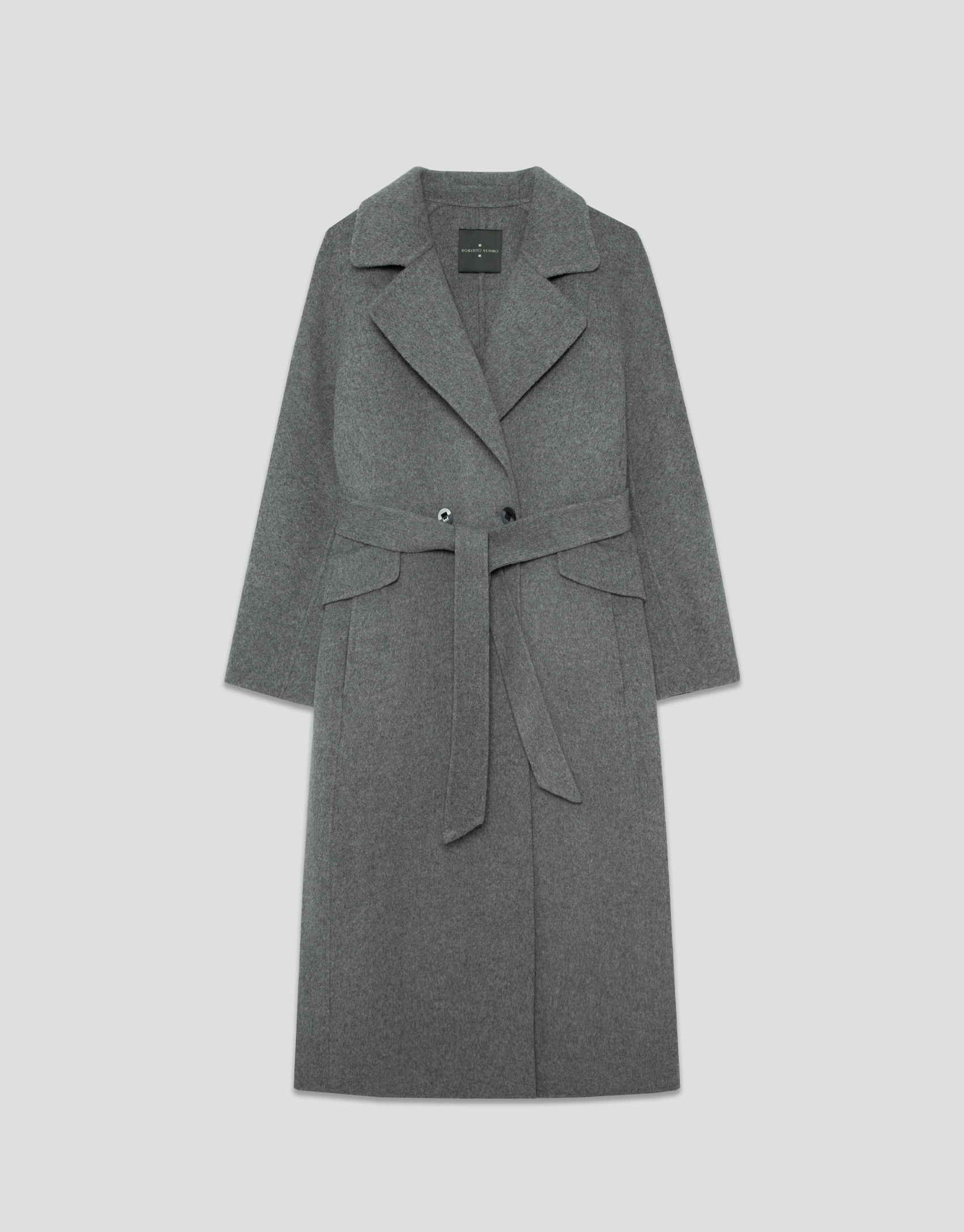 Abrigo largo oversize doble faz gris claro | Roberto Verino