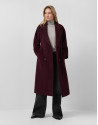 Long aubergine-coloured double-breasted coat | Roberto Verino