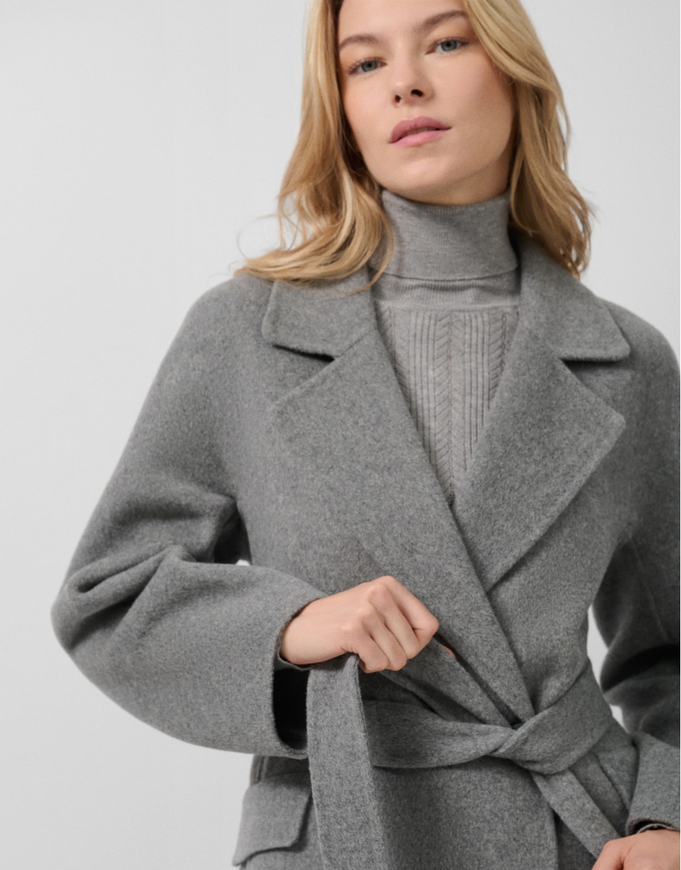 Light gray double-sided oversized long coat | Roberto Verino