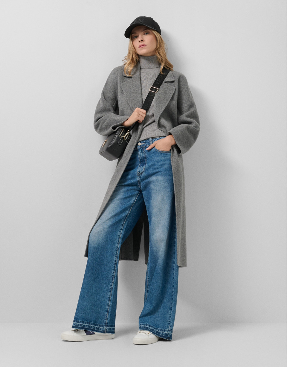 Light gray double-sided oversized long coat | Roberto Verino