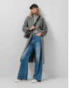 Abrigo largo oversize doble faz gris claro | Roberto Verino