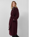 Long aubergine-coloured double-breasted coat | Roberto Verino