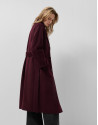 Long aubergine-coloured double-breasted coat | Roberto Verino