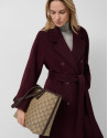 Long aubergine-coloured double-breasted coat | Roberto Verino