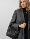 Paula Hobo Midi Handbag in Black Braided Leather | Roberto Verino