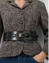 Wide black leather belt - Woman - SS2026 | Roberto Verino