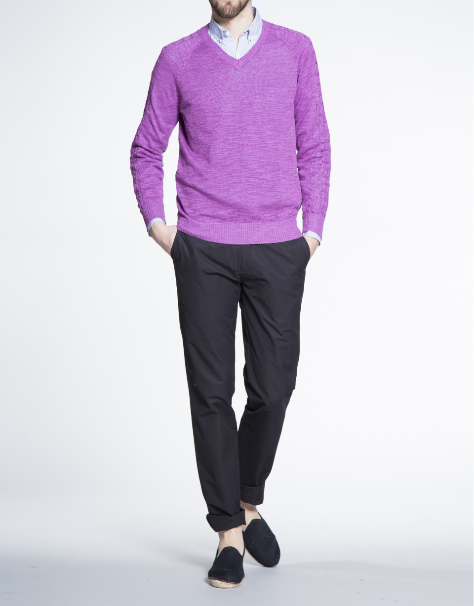 Jersey purpura punto pico ochos manga