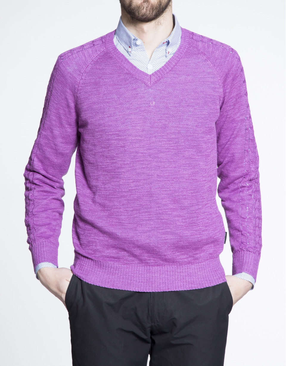 Jersey purpura punto pico ochos manga