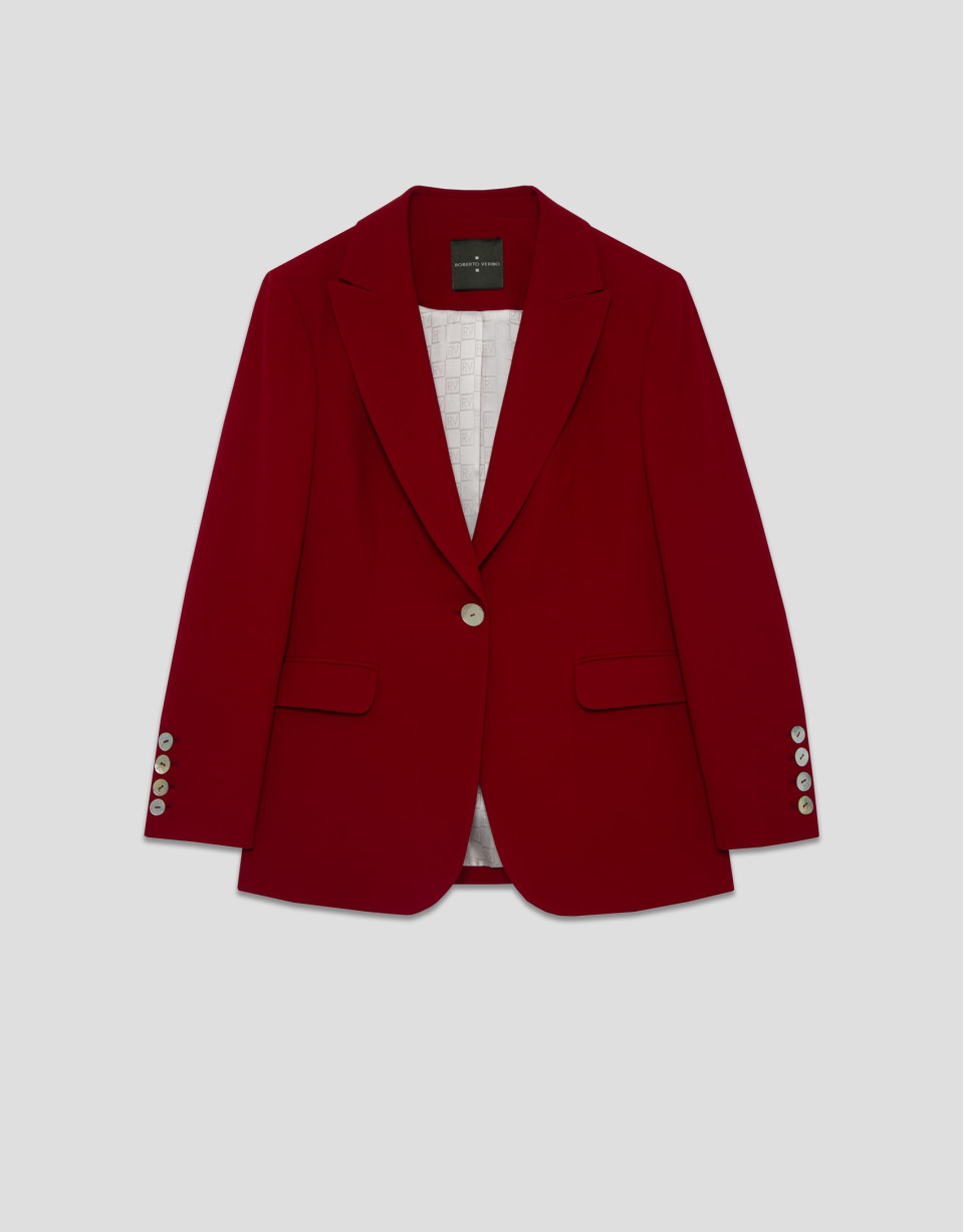 Blazer de un botón crepé rojo