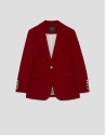 Red crepe one-button blazer
