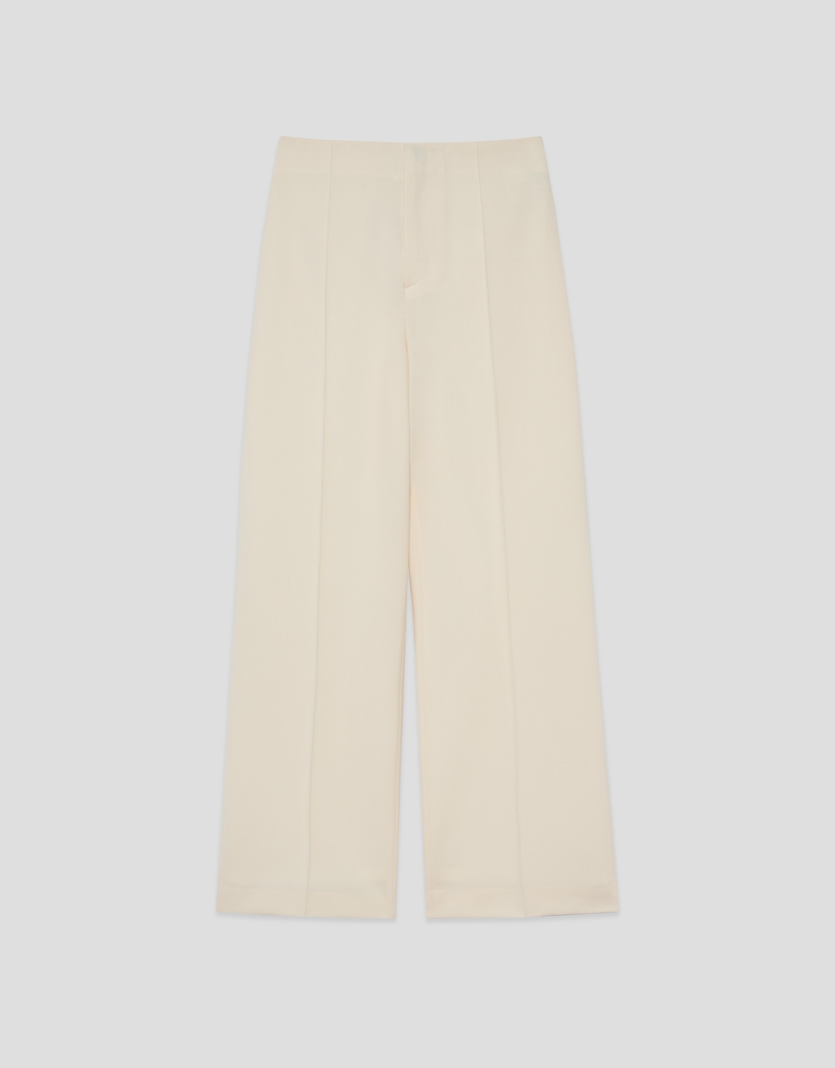 High-waisted straight-leg ecru crepe trousers