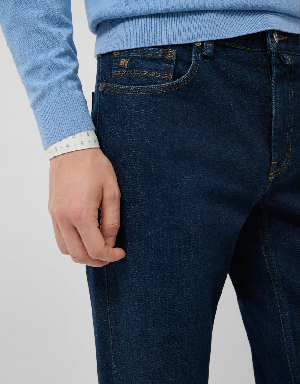 Regular fit dark blue men's denim trousers | Roberto Verino