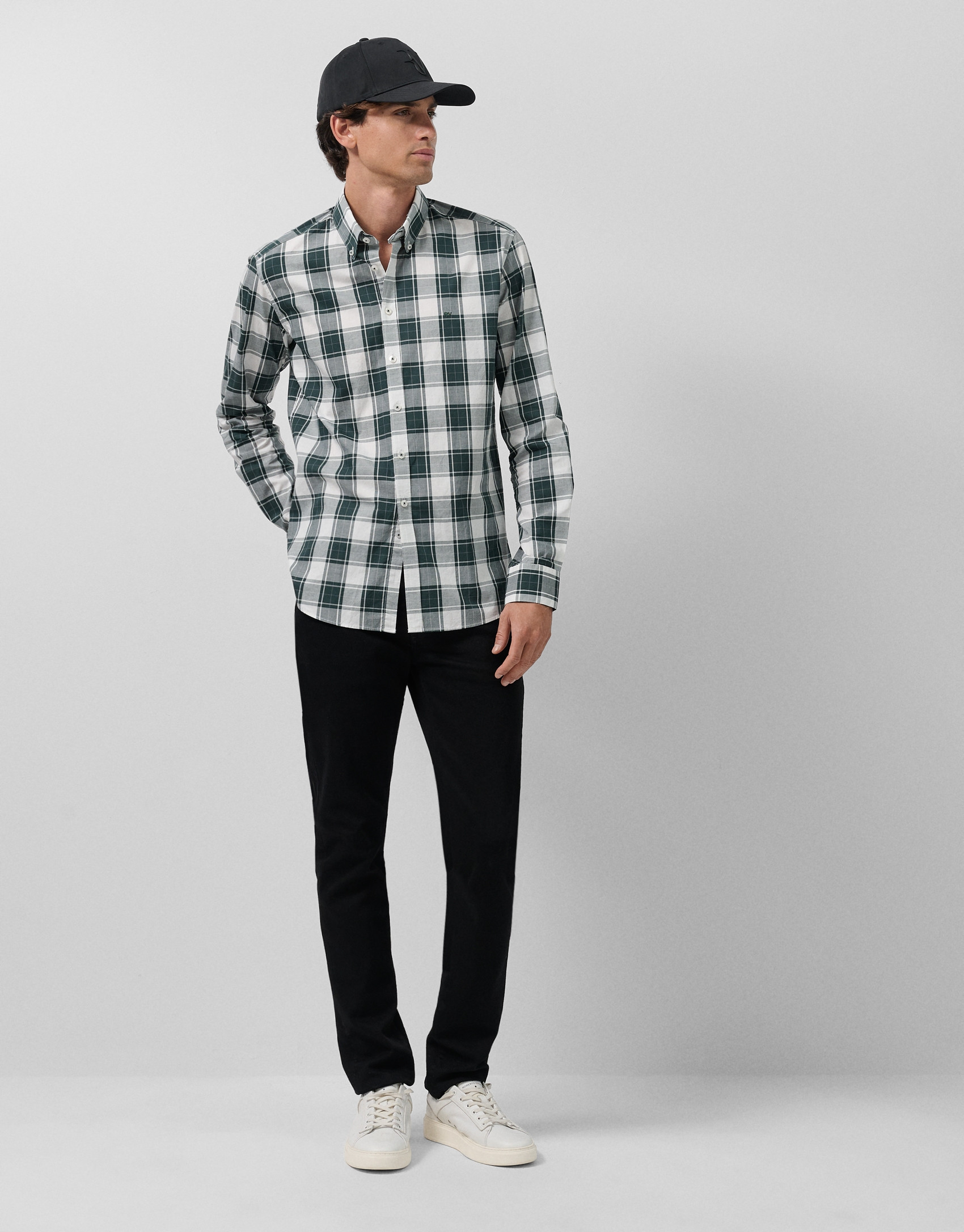 Camisa sport slim cuadros verde perfiles ... | Roberto Verino