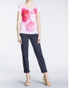 Pink floral print top. 