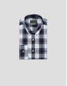 Slim fit white checked sport shirt with ... | Roberto Verino