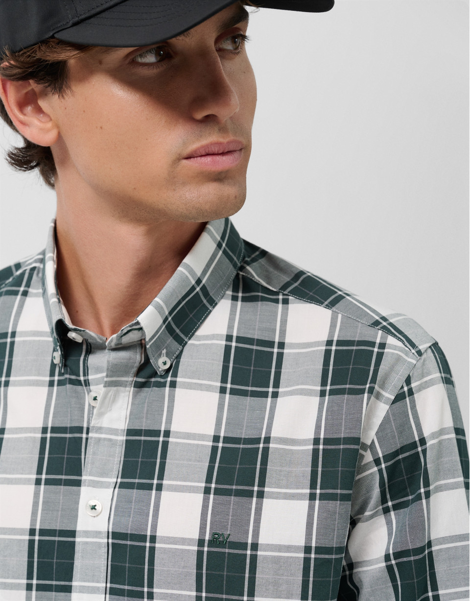 Camisa sport slim cuadros verde perfiles ... | Roberto Verino