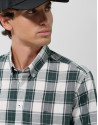 Slim fit green checked sport shirt with ... | Roberto Verino