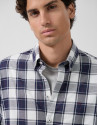 Slim fit white checked sport shirt with ... | Roberto Verino