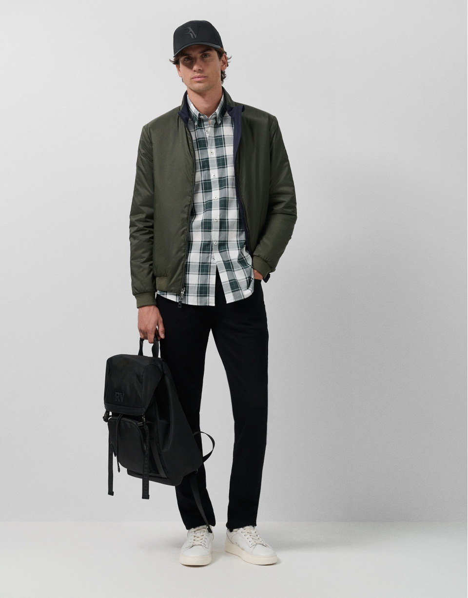 Camisa sport slim cuadros verde perfiles ... | Roberto Verino