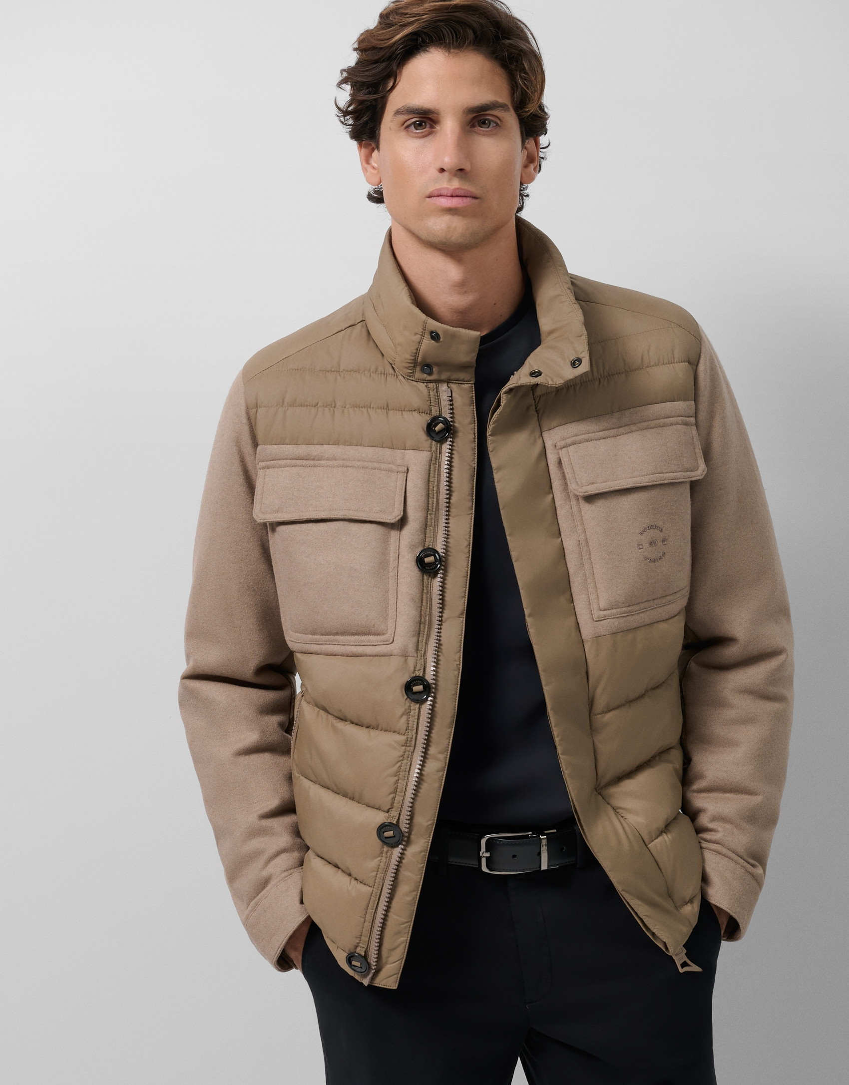 Jacket combined with technical fabric and ... | Roberto Verino