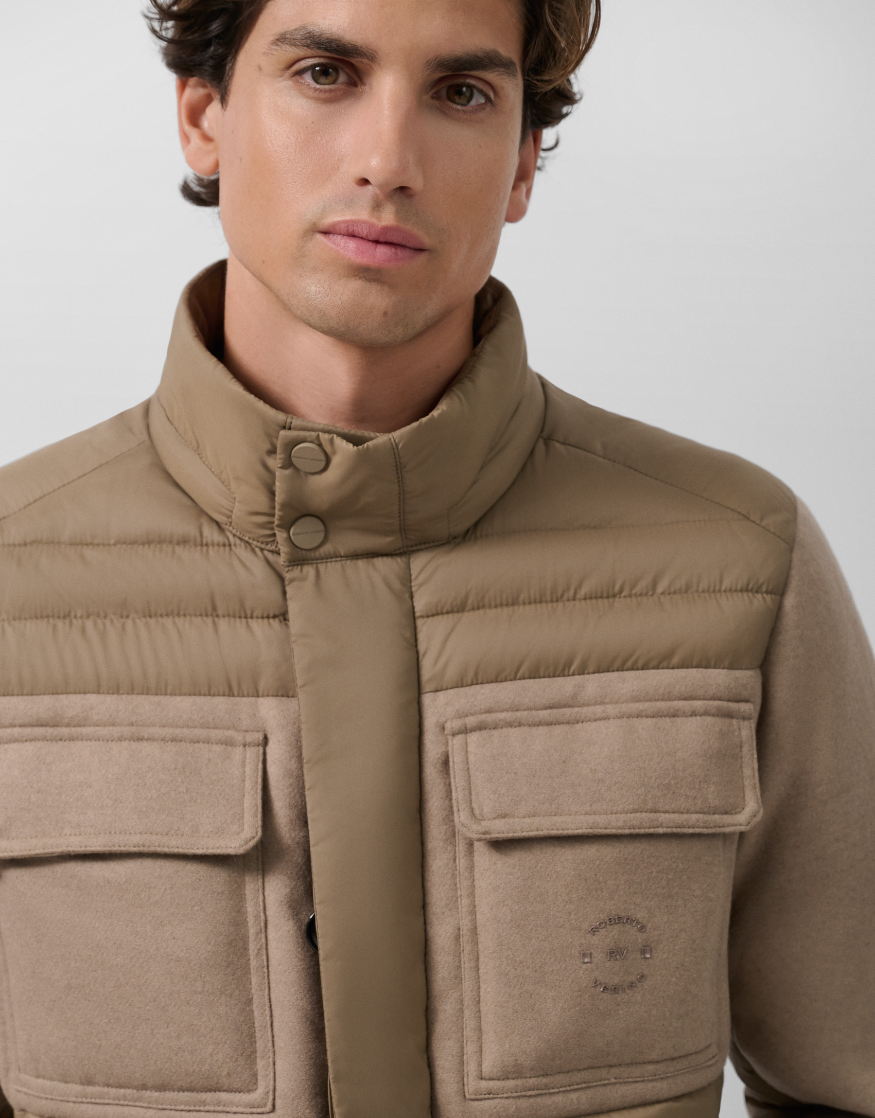 Jacket combined with technical fabric and ... | Roberto Verino