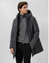 Long dark grey quilted technical trench coat | Roberto Verino