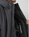 Long dark grey quilted technical trench coat | Roberto Verino