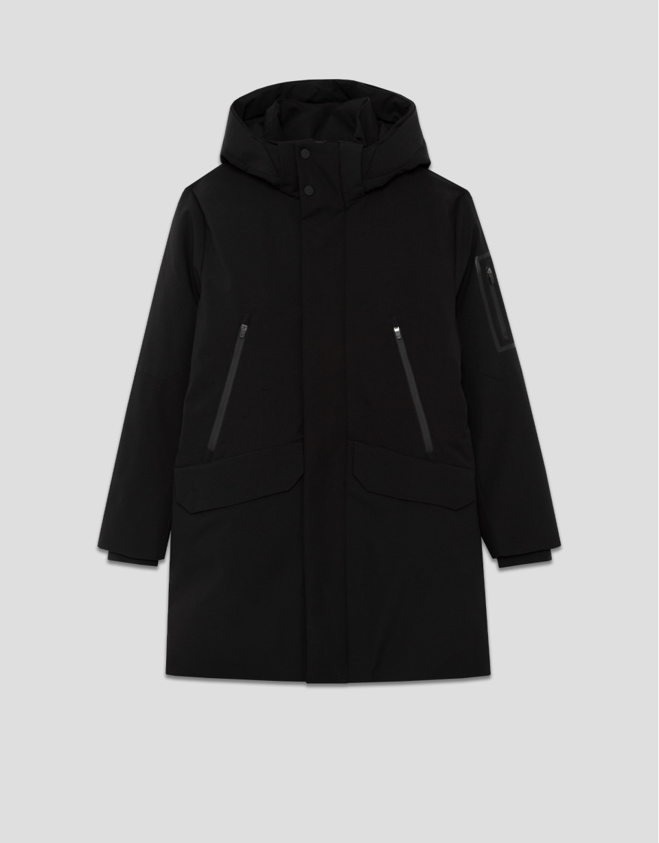 Long black quilted technical trench coat - Man | Roberto Verino