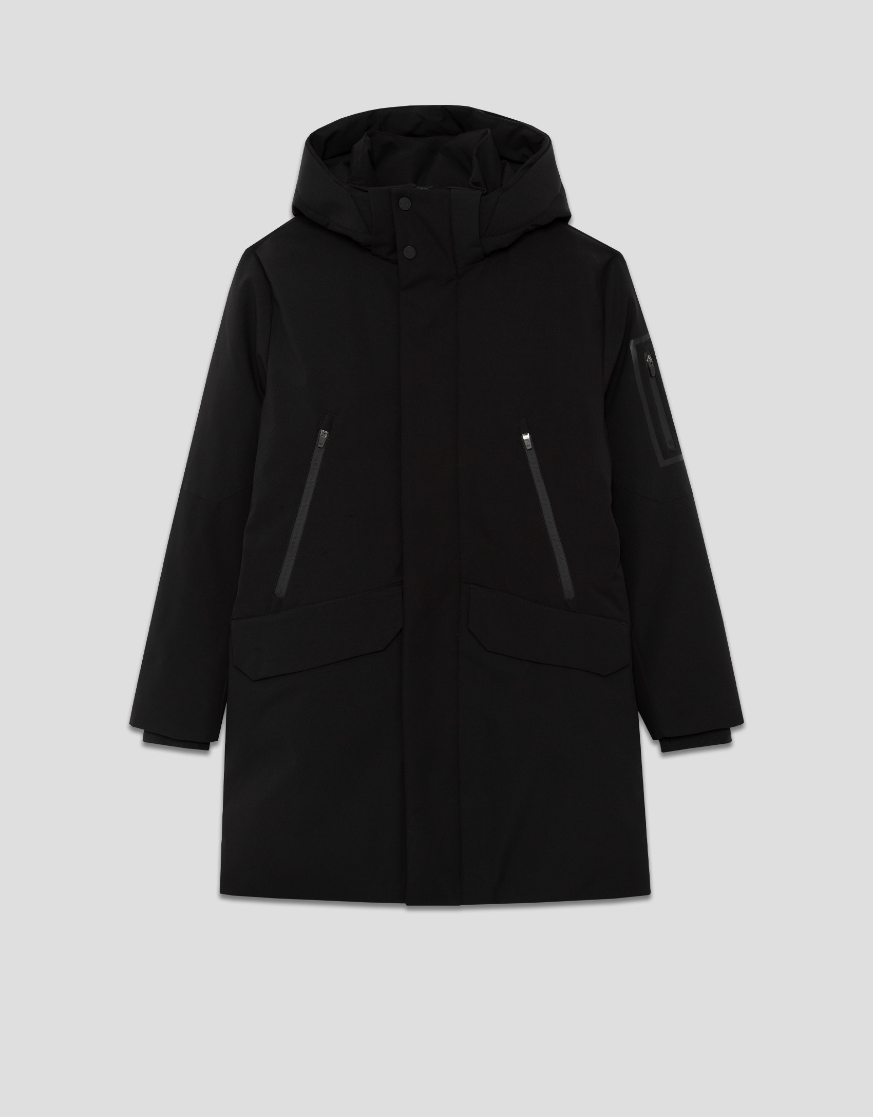 Long black quilted technical trench coat - Man | Roberto Verino