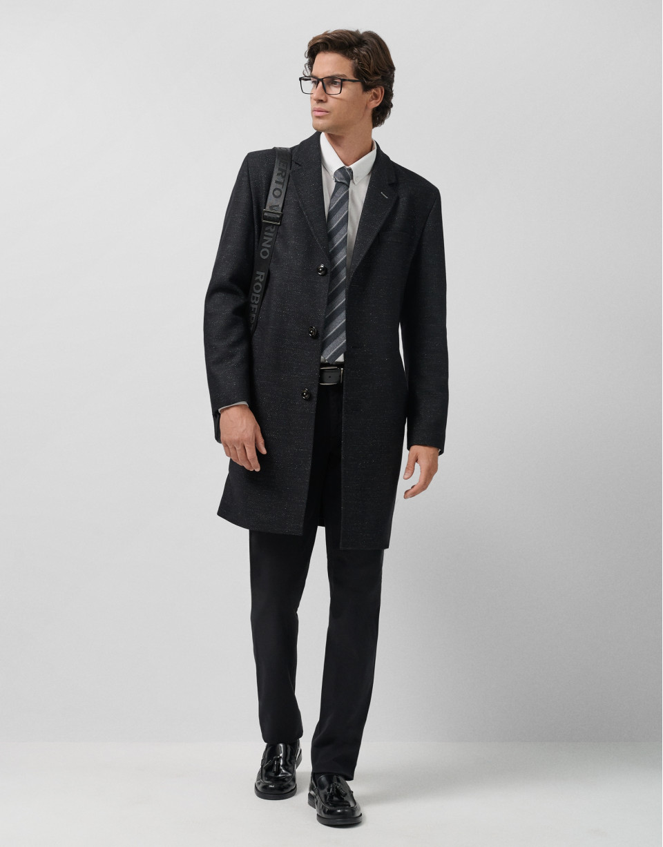 Black/white twill coat - Man - AW2025 | Roberto Verino