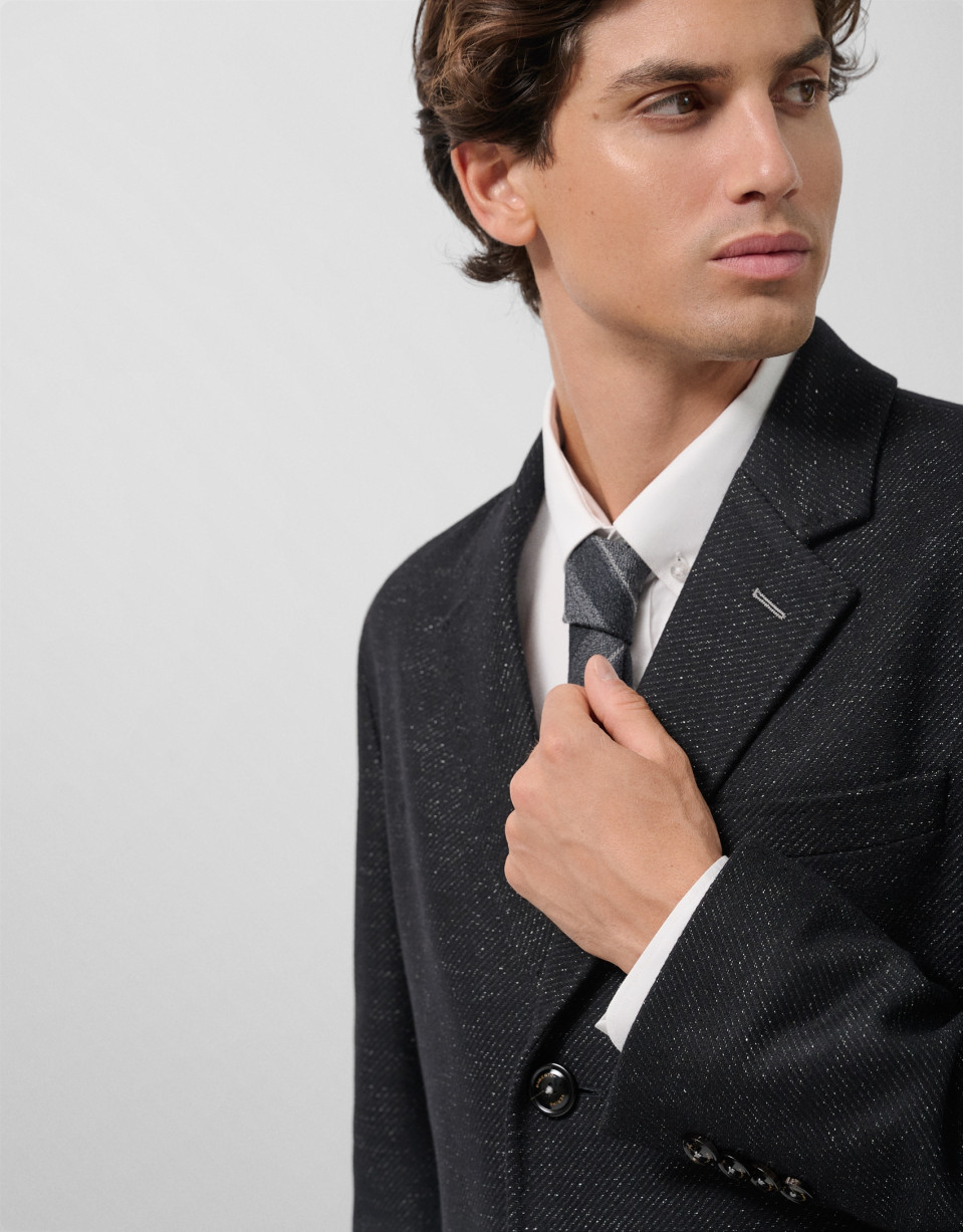 Black/white twill coat - Man - AW2025 | Roberto Verino