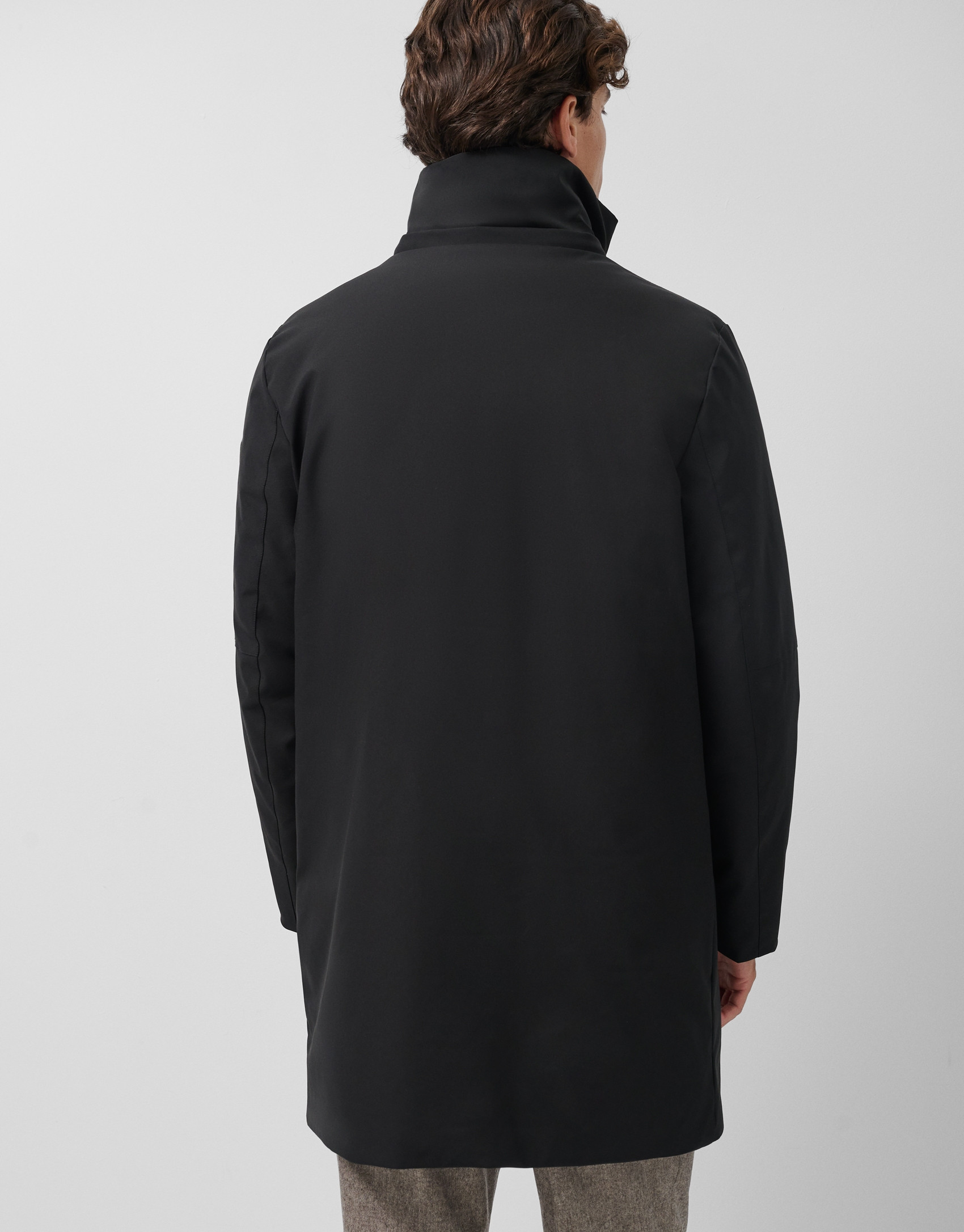 Long black quilted technical trench coat - Man | Roberto Verino