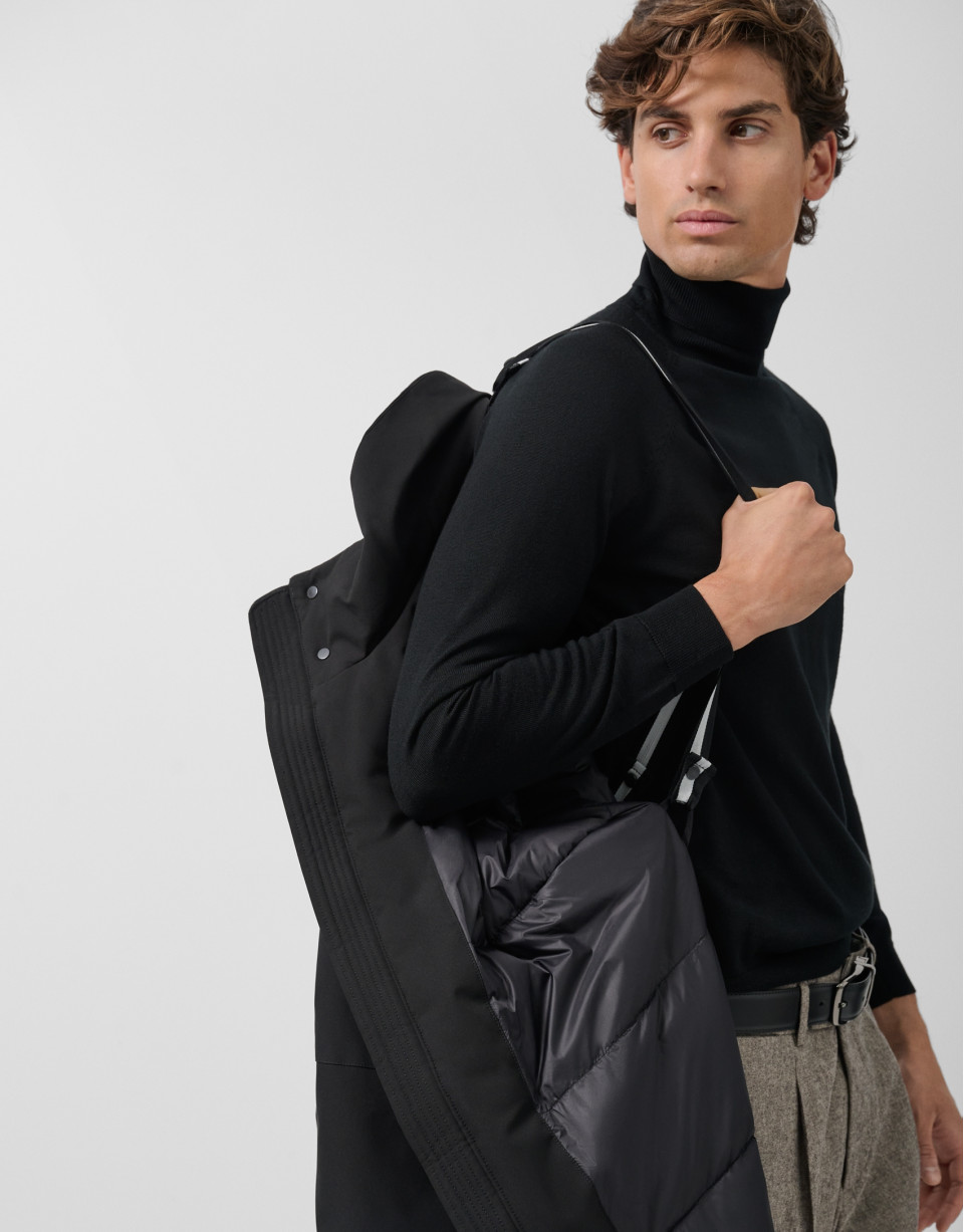 Long black quilted technical trench coat - Man | Roberto Verino