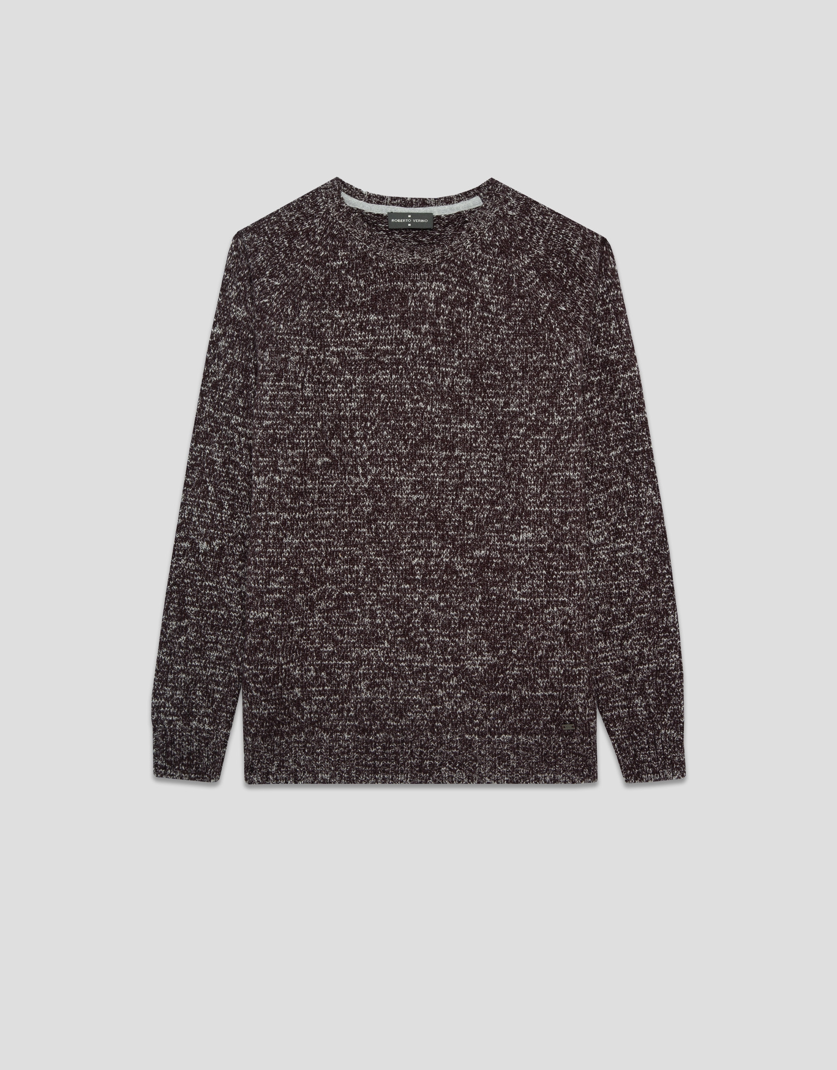 Brown/raw mouliné sweater - Man - AW2025 | Roberto Verino