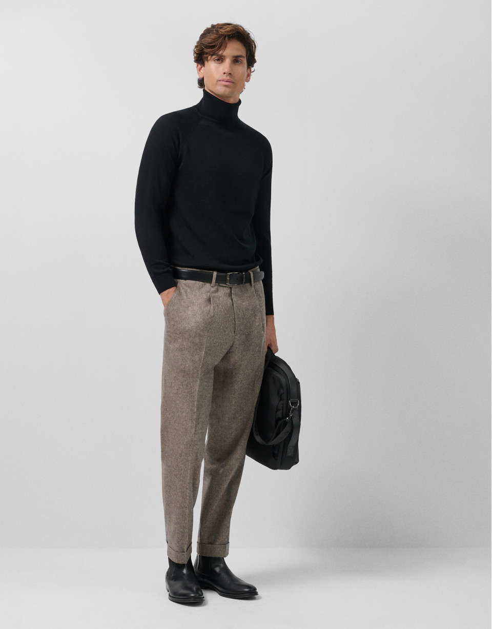 Jersey cuello cisne lana negro - Hombre | Roberto Verino