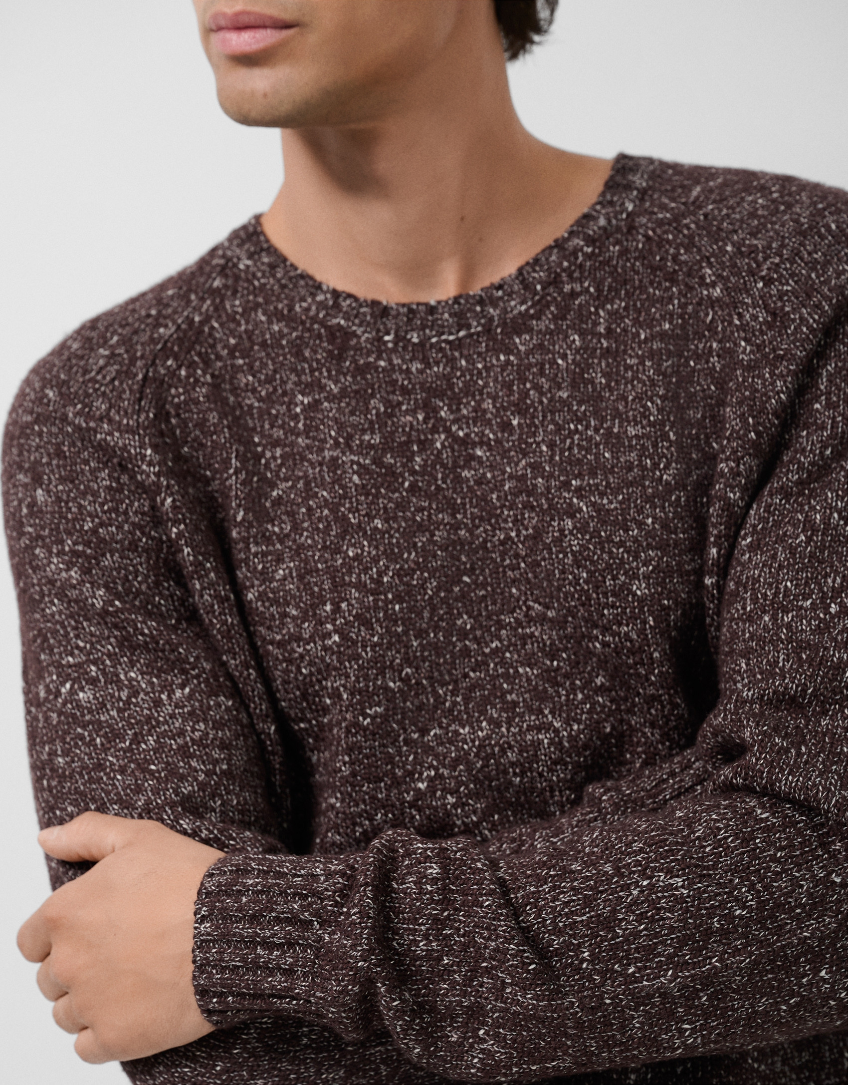 Jersey mouliné marrón/crudo - Hombre - OI2025 | Roberto Verino