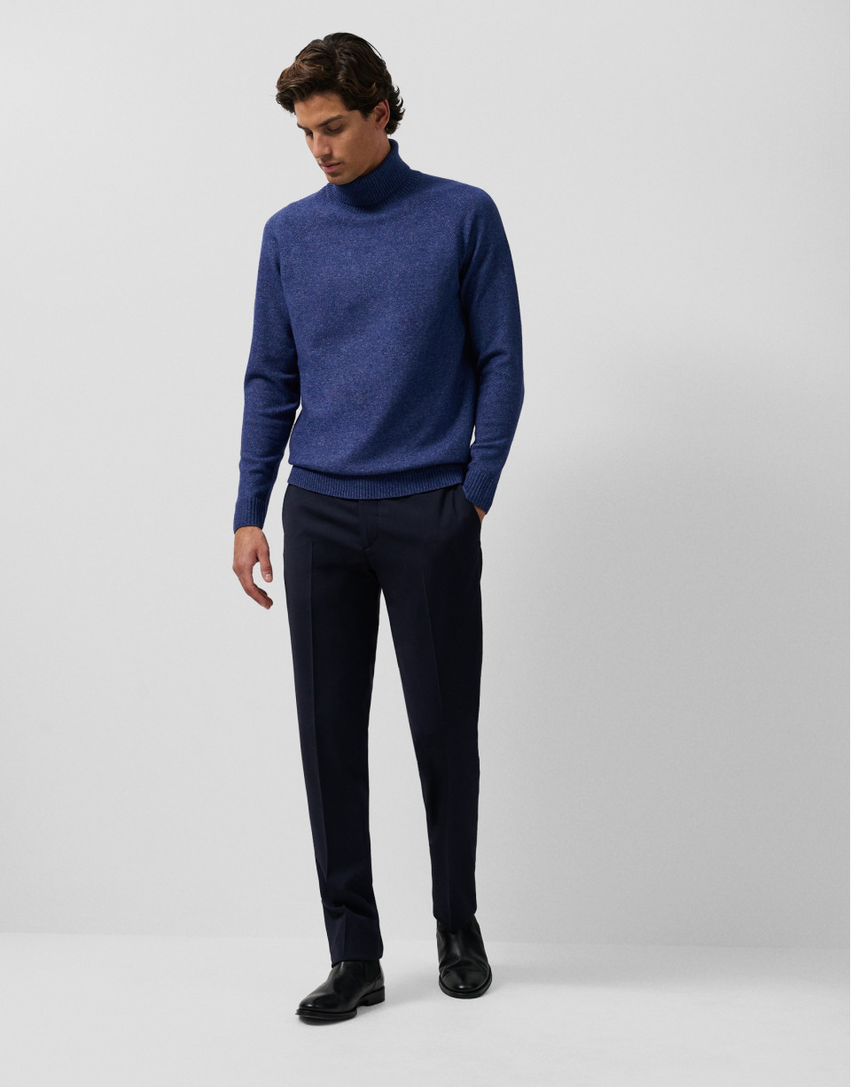 Jersey cuello cisne azul melange - Hombre | Roberto Verino
