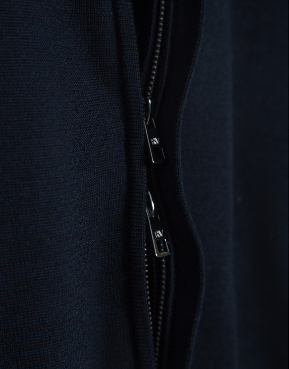 Plain high-neck navy zip-up jacket - Man | Roberto Verino