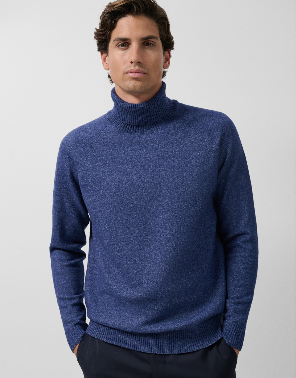 Jersey cuello cisne azul melange - Hombre | Roberto Verino